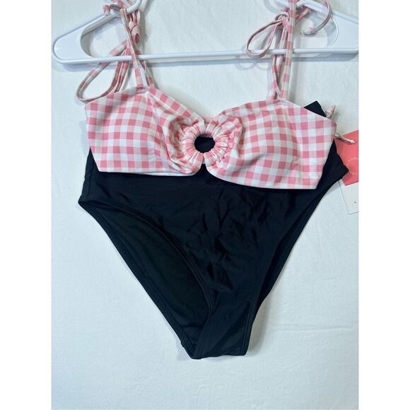 The Frolic x Lyds Butler Pollenca, ASOS, high waist bikini bottoms in pink gingh - Picture 9 of 11